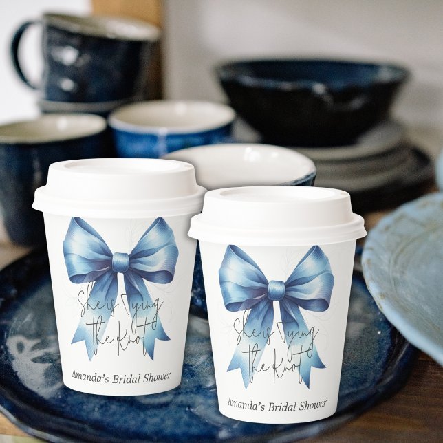 Vasos De Papel Atando el Nudo Arco Azul Cumpleaños de Despedida d (Subido por el creador)