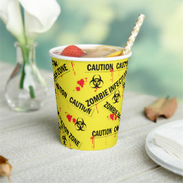 Vasos De Papel Ataque Zombie Cinta De Precaución Halloween Sangri