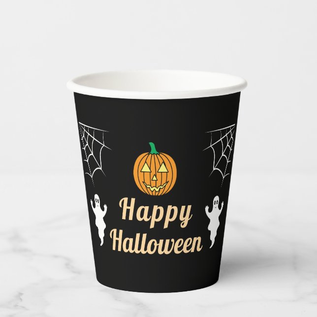 Vasos De Papel Atractiva fiesta de Halloween de la Araña de Calab (Anverso)