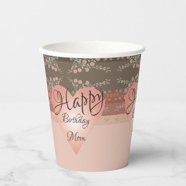 Vasos De Papel Atractivo De Coral Y Rosa Y Peach (Anverso)