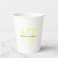 Atractivo Monograma Amarillo Blanco Moderno Minima