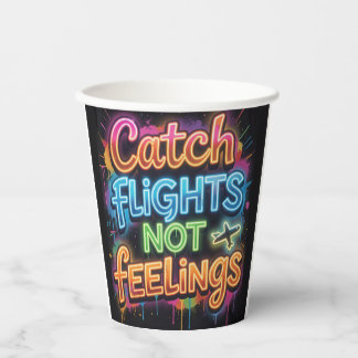 Vasos De Papel Atrapa Vuelos No Sentimientos Graffiti Neon Viaje 