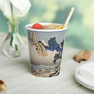 Vasos De Papel Atrás de la montaña Fuji del río Minobu Hokusai