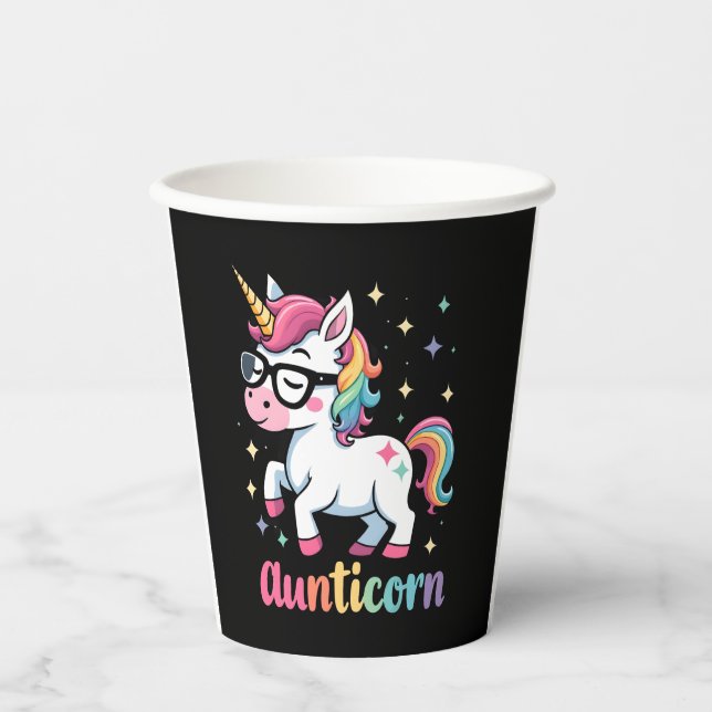 Vasos De Papel Aunticorn Aunty Dabbing Unicorn Auntie Aunt Christ (Anverso)