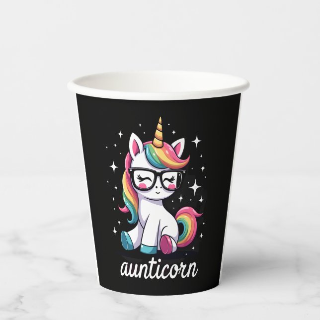 Vasos De Papel Aunticorn Aunty Dabbing Unicorn Auntie Aunt Christ (Anverso)