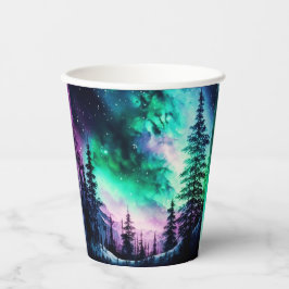 Vasos De Papel Aurora Celestial Borealis Luces del Norte Vivid