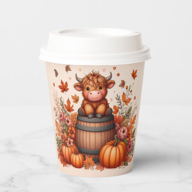 Vasos De Papel Autumn Highland Cow Paper cup (Anverso)