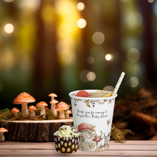 Vasos De Papel Autumn Mushroom | Woodland Forest Baby Shower (Subido por el creador)