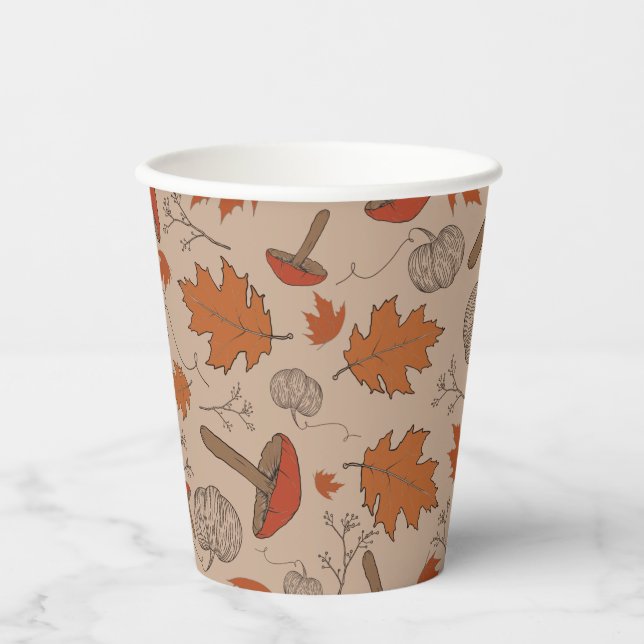 Vasos De Papel Autumn Mushrooms (Anverso)