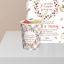 Vasos De Papel Autumn Plaid A Little Pumpkin Baby Shower