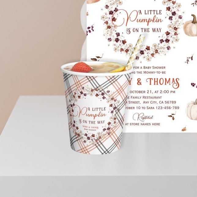 Vasos De Papel Autumn Plaid A Little Pumpkin Baby Shower (Subido por el creador)