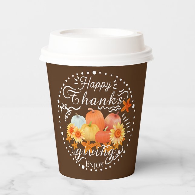 Vasos De Papel Autumn Pumpkin Brown (Anverso)