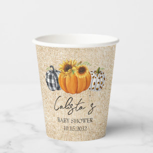 Vasos De Papel Autumn Pumpkin Sunflower Burlap Baby Shower