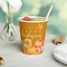 Vasos De Papel Autumn Thanksgiving Mustard