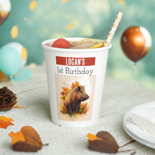 Vasos De Papel Autumn vibes Boar - 1er cumpleaños -