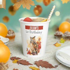 Vasos De Papel Autumn vibes Owl - 1er cumpleaños -