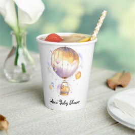 Vasos De Papel Aventura celeste: Baby Shower con globo de aire ca