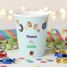 Vasos De Papel Aventura en parque de cuerdas cumpleaños infantil