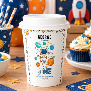 Vasos De Papel Aventura Espacial 1er Cumpleaños Fiesta del Espa
