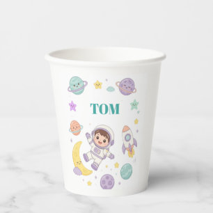 Vasos De Papel Aventura espacial de astronauta linda para niños