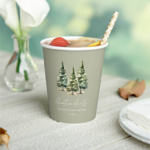 Vasos De Papel ¡Aventura espera! Baby Shower de Winter Pine Trees