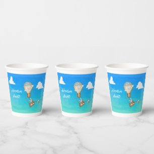 Vasos De Papel Aventura espera globo aerostático en el cielo