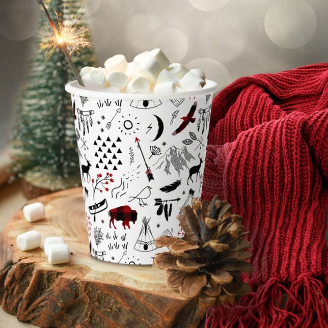 Vasos De Papel Aventuras de búfalo: ID599 de plástico rojo y negr (Subido por el creador)