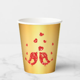 Vasos De Papel Aves Rojas