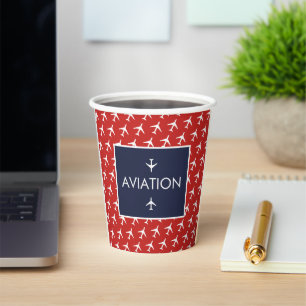 Vasos De Papel Aviación piloto de aviones Funky White