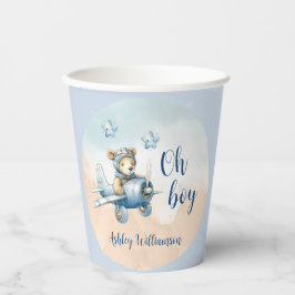 Vasos De Papel Aviador de oseos de Teddy Oh Boy Baby Shower
