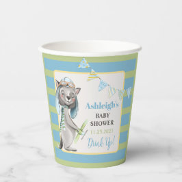 Vasos De Papel Aviador Wolf, Baby Shower a rayas
