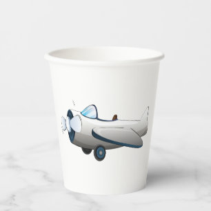 Vasos De Papel Avión de hélice de dibujos animados blancos estilo