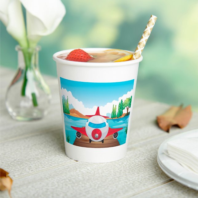 Vasos De Papel Avión personalizado en Lake Dock aventura de viaje (Subido por el creador)