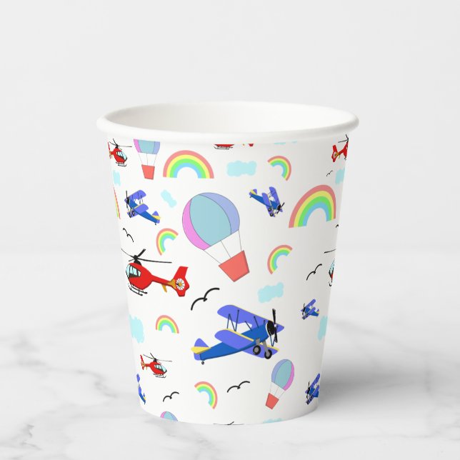 Vasos De Papel Aviones, helicópteros y globos  (Anverso)