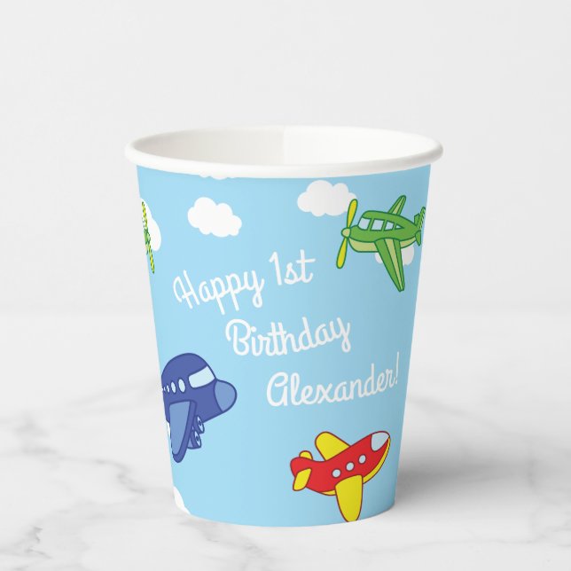 Vasos De Papel Aviones Jets Partidos de Cumpleaños Infantes Cute  (Izquierda)