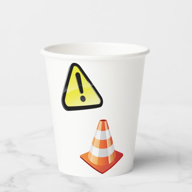 Vasos De Papel Aviso de cono de tráfico de advertencia (Anverso)