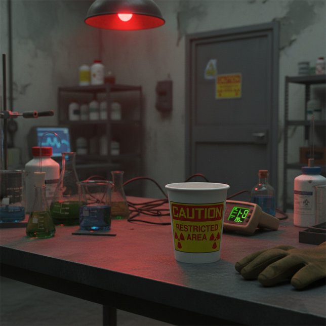 Vasos De Papel Aviso de peligro de radiación de área restringida  (Subido por el creador)