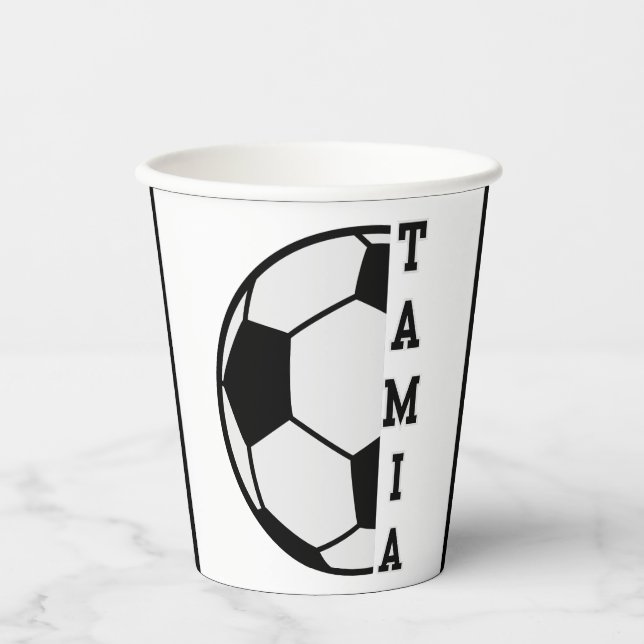 Vasos De Papel Awesome Nombre Personalizado Soccer Ball Sports (Anverso)