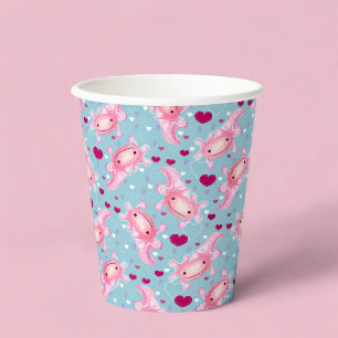 Vasos De Papel Axolotls rosados