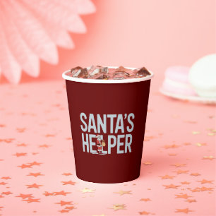 Vasos De Papel Ayudante de Santa Navidad