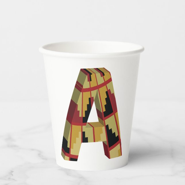 Vasos De Papel Aztec Navajo Pattern Letter A (Anverso)