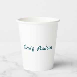Vasos De Papel Azul blanco tu nombre especial Minimalista