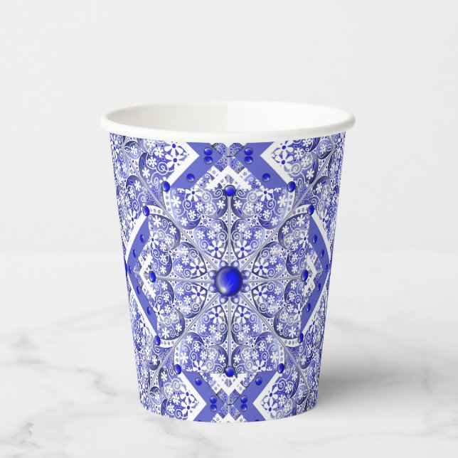 Vasos De Papel Azul cerámico de Grecia (Izquierda)