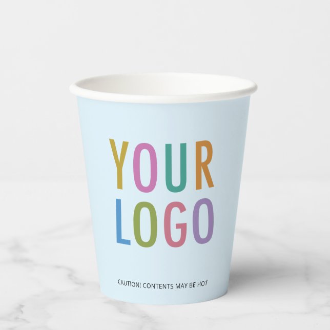 Vasos de Papel Azul Claro Logotipo Comercial Perso (Anverso)