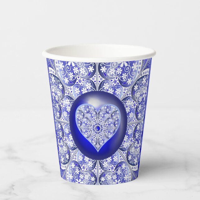 Vasos De Papel Azul de encaje cerámico de Grecia (Anverso)