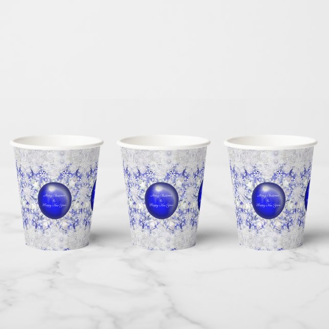 Vasos De Papel Azul de encaje cerámico de Grecia y copo de nieve (Multi)