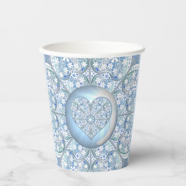 Vasos De Papel Azul de luz de encaje cerámico (Anverso)