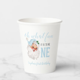 Vasos De Papel Azul de Navidad Santa Primer Cumpleaños
