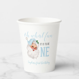 Vasos De Papel Azul de Navidad Santa Primer Cumpleaños