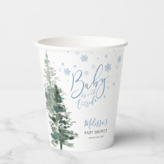 Vasos De Papel Azul del bosque invernal está frío fuera de Baby S